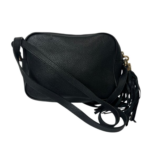 $1280 GUCCI Black Leather Disco Soho Gold Hardware Tassel Crossbody Bag as is - Picture 6 of 16